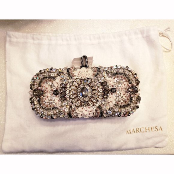 Lily Embroidered Beaded Wedding Bridal Clutch Bag - Picture 1 of 8